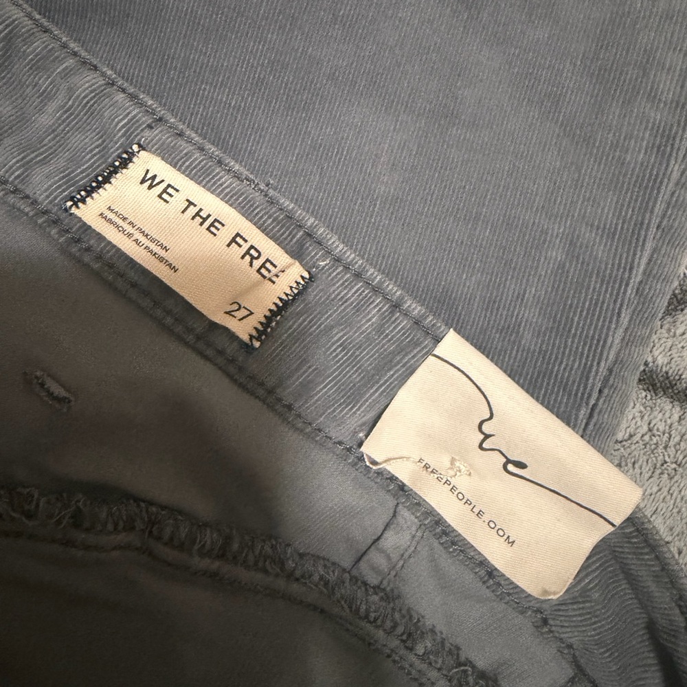 NWT We The Free People Libre Wide Leg Cord Jeans Light Gray Mockingbird Size 27 - Picture 6 of 9
